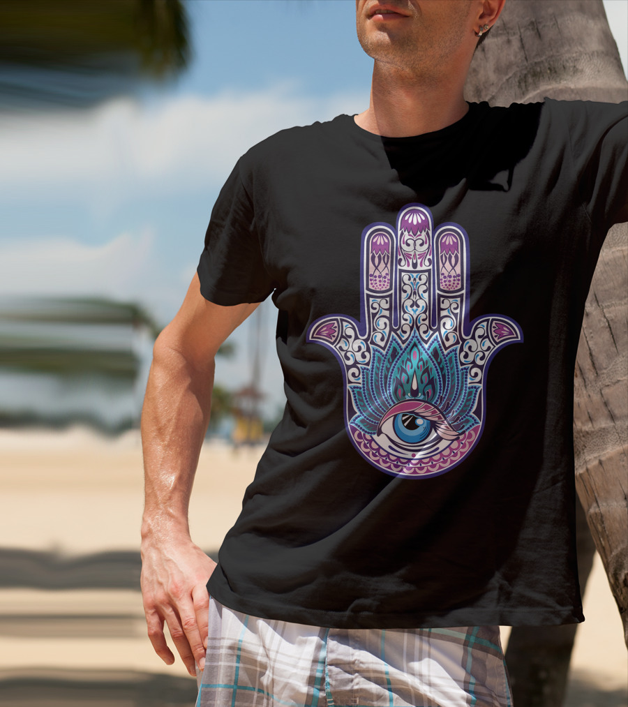 Hamsa Mandala Eye Hand Of Fatima Womens Yoga Iconic T-Shirt