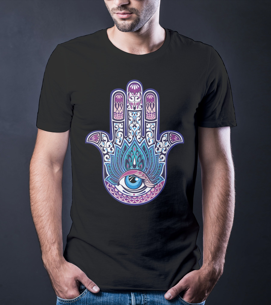 Hamsa Mandala Eye Hand Of Fatima Womens Yoga Iconic T-Shirt