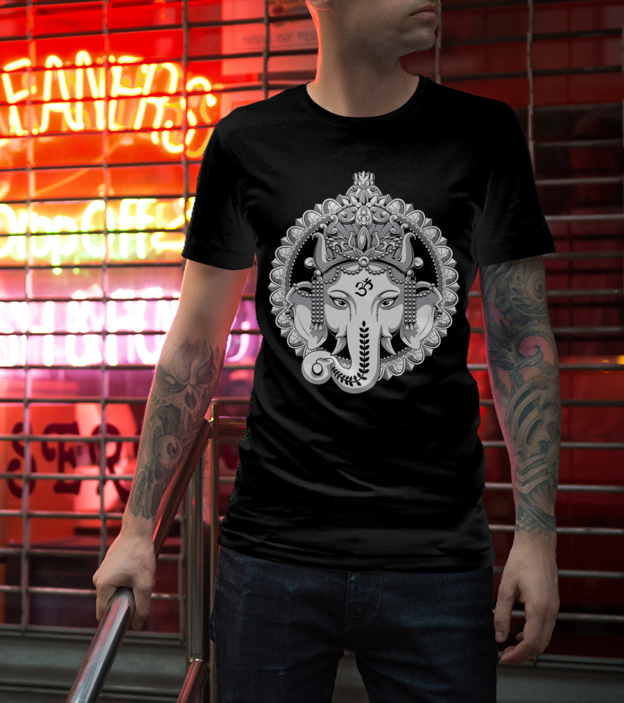 Ganesh Elephant Om Symbol Hindu Yoga Meditation T-Shirt