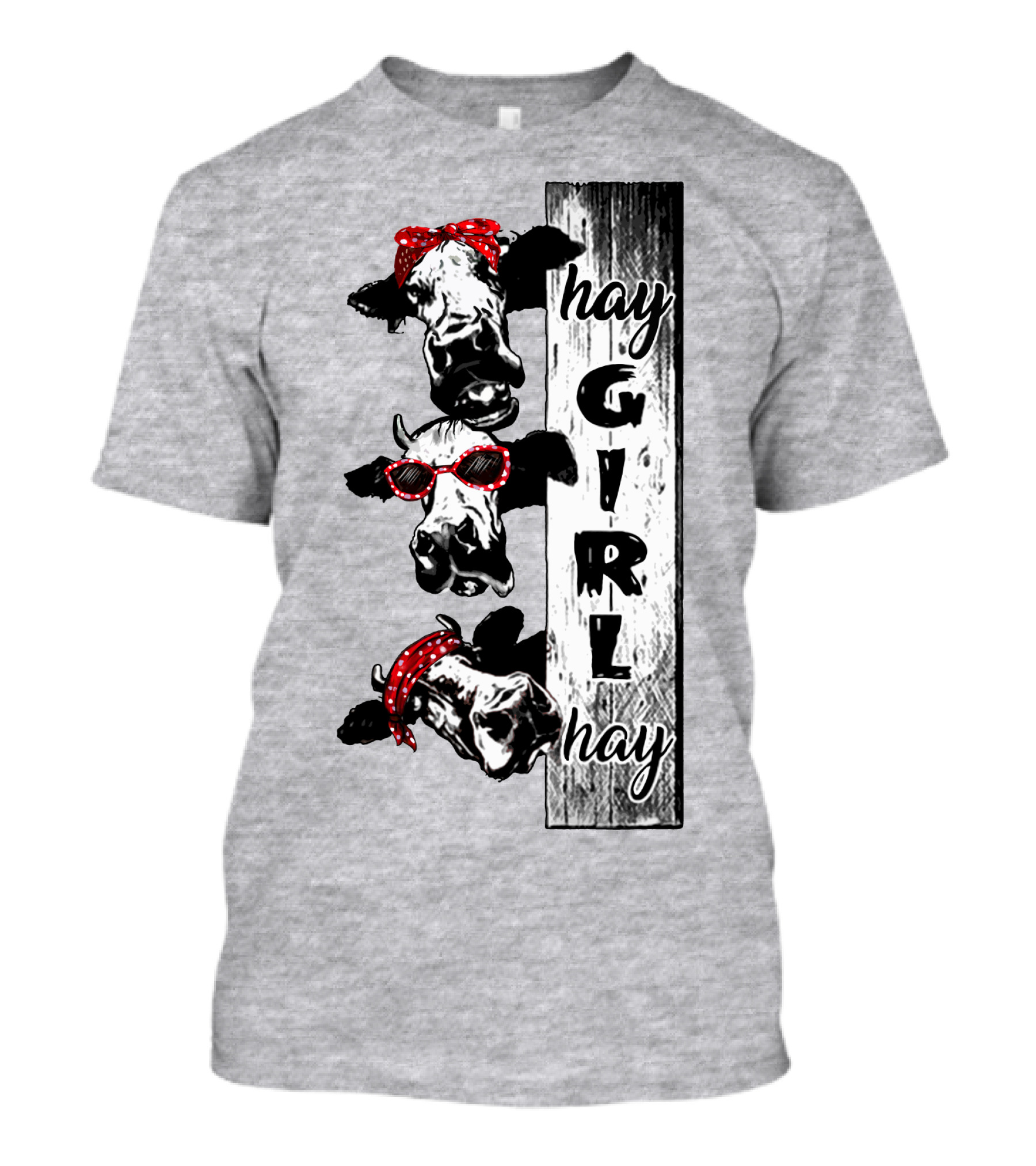Hay GIRL Hay Cow Trio Red Bandana And Glasses T-Shirt
