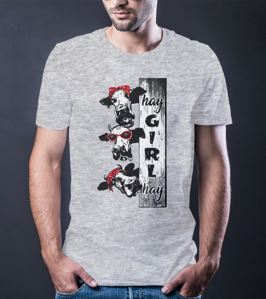 Hay GIRL Hay Cow Trio Red Bandana And Glasses T-Shirt