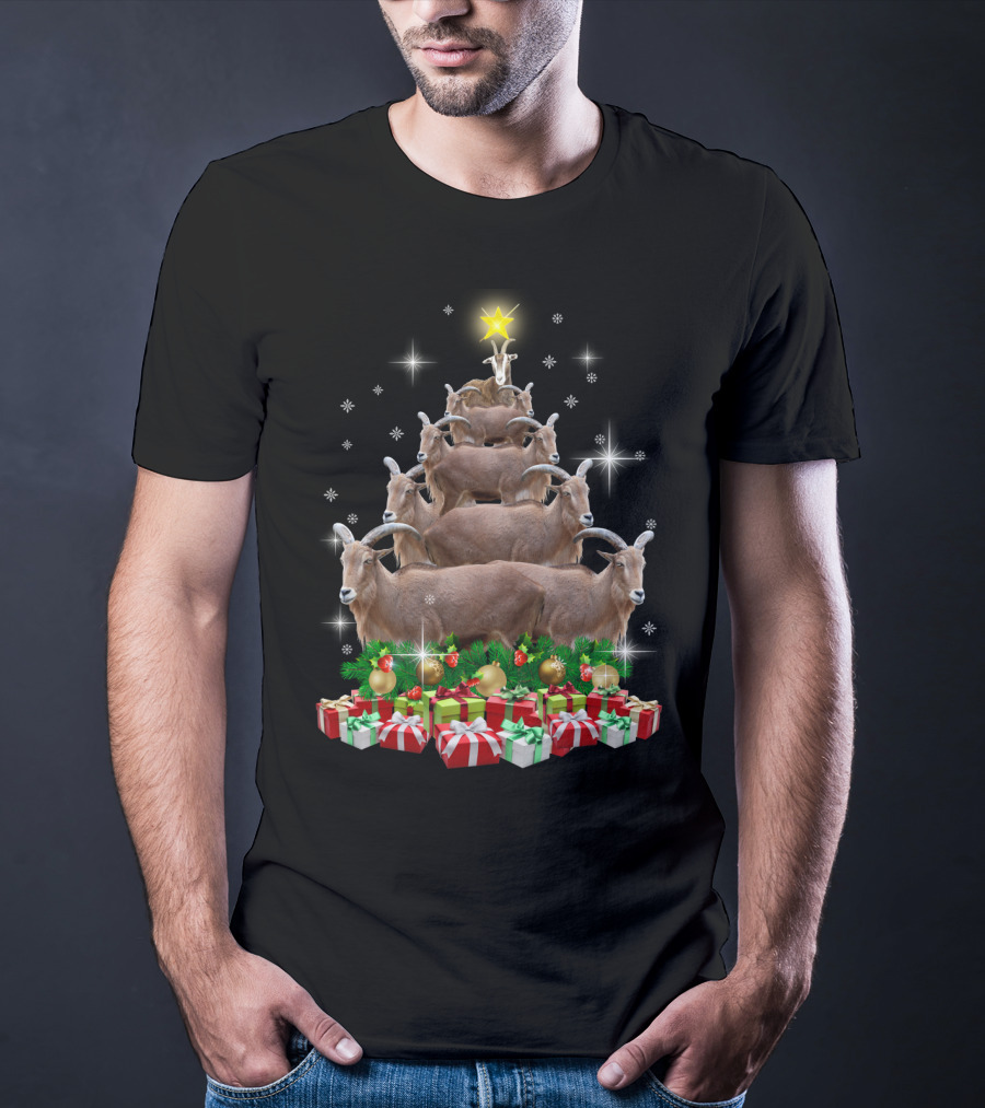 Goat Christmas Tree With Presents And Star T-Shirt