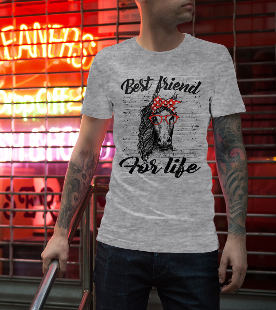 Best Friend For Life Horse With Red Polka Dot Bow And Glasses T-Shirt