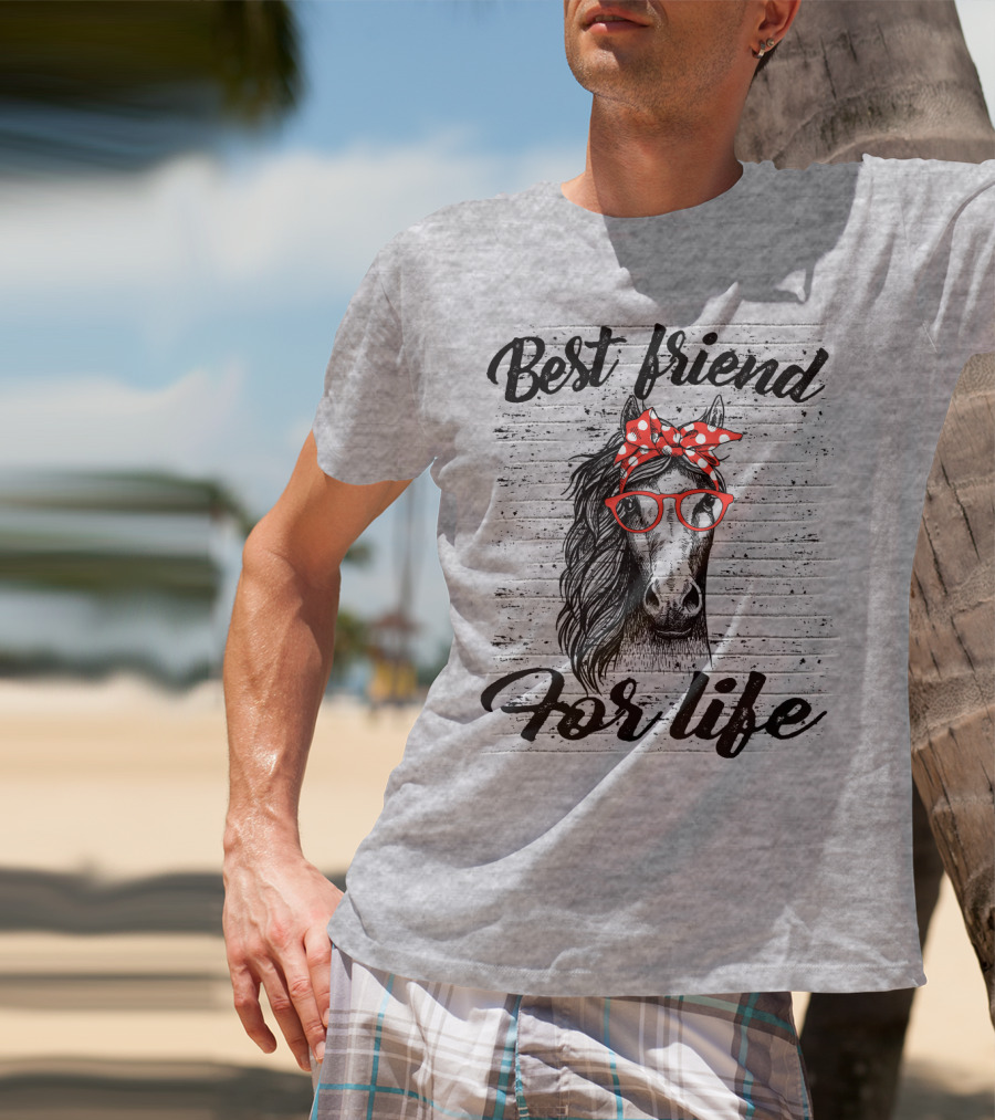 Best Friend For Life Horse With Red Polka Dot Bow And Glasses T-Shirt
