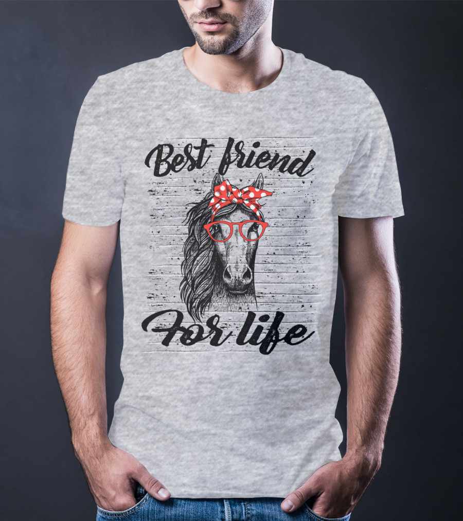 Best Friend For Life Horse With Red Polka Dot Bow And Glasses T-Shirt
