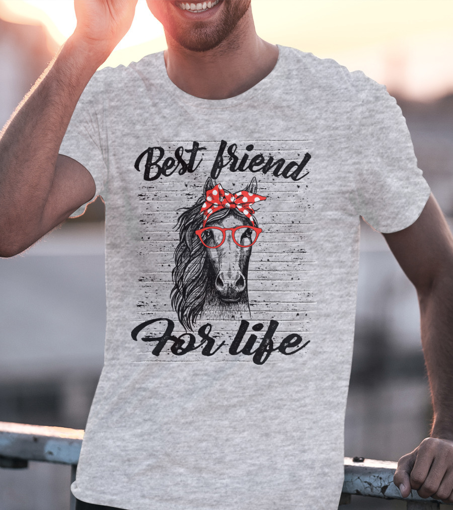 Best Friend For Life Horse With Red Polka Dot Bow And Glasses T-Shirt