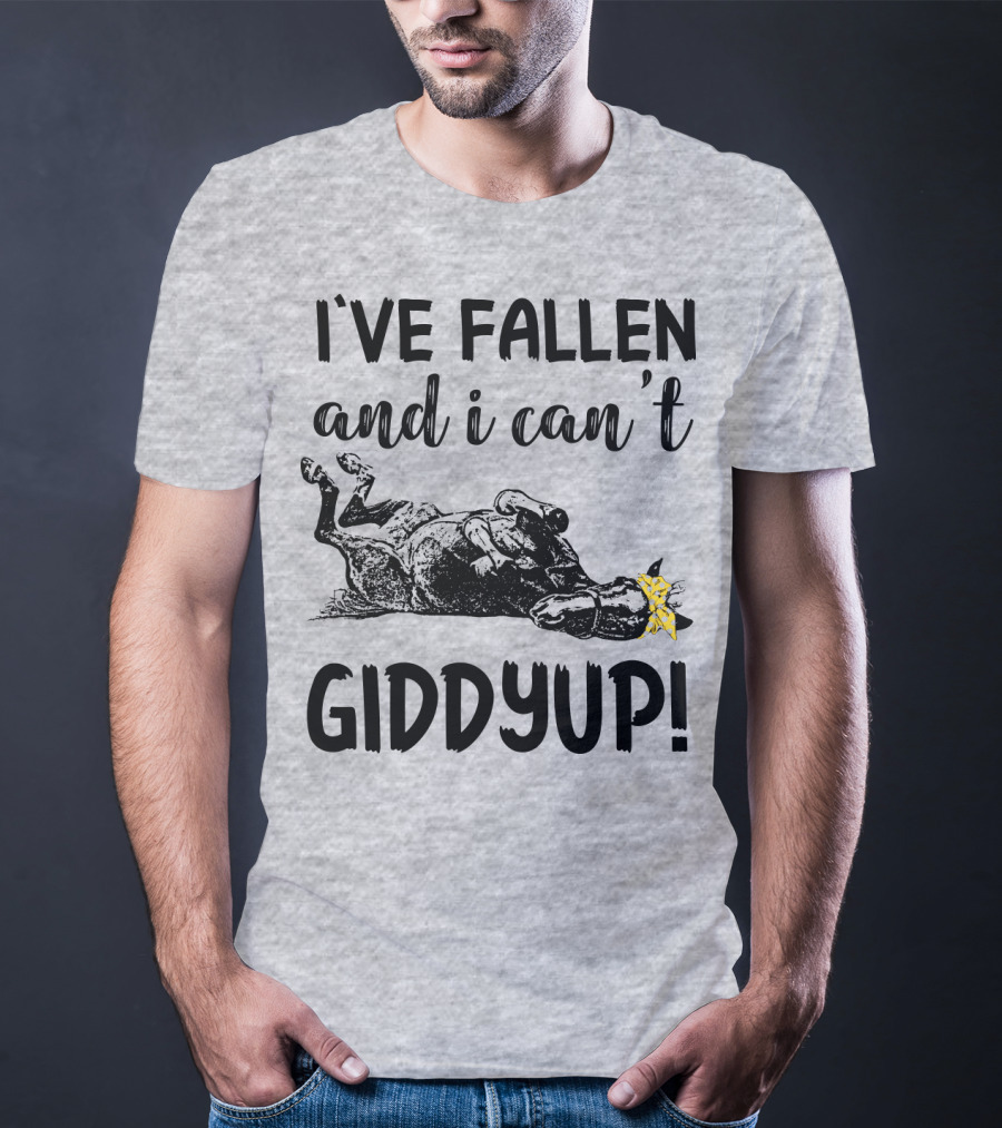 I've Fallen And I Can't Giddyup I've Fallen Cow With Yellow Bow T-Shirt
