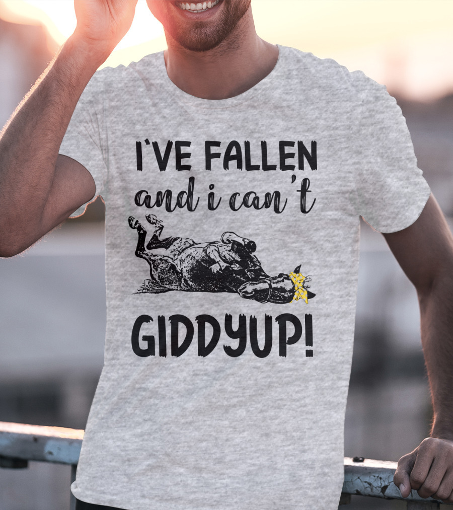 I've Fallen And I Can't Giddyup I've Fallen Cow With Yellow Bow T-Shirt