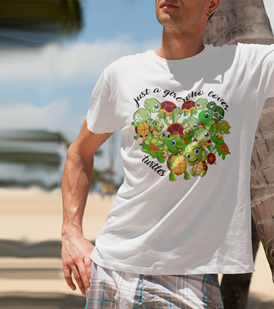 Just A Girl Who Loves Turtles Cute Cartoon Turtle Collection T-Shirt