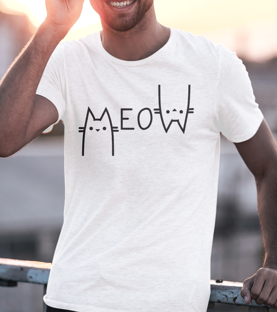 MEO Meow Cat Outline T-Shirt
