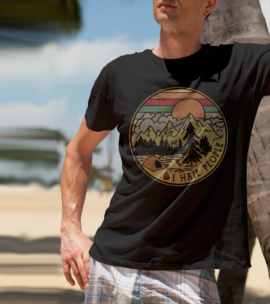 I Hate People Mountains Camping Sunset T-Shirt