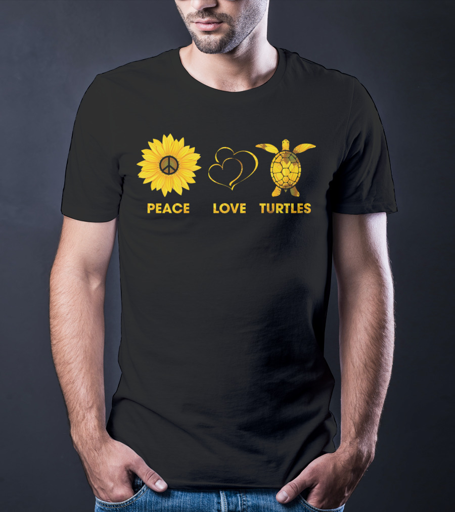 Peace Love Turtles Sunflower Heart Turtle T-Shirt