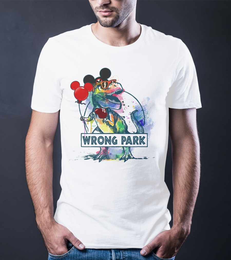 Wrong Park T Rex With Mickey Ears And Balloon T-Shirt