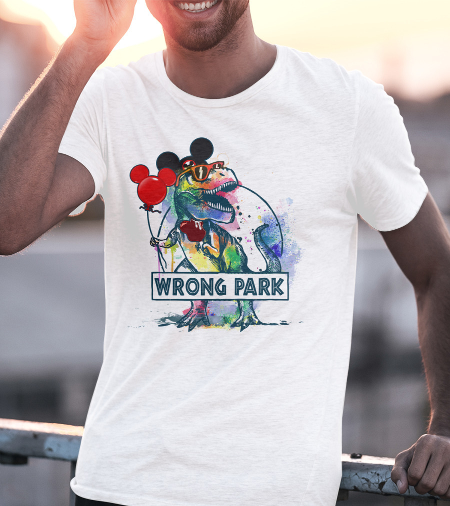 Wrong Park T Rex With Mickey Ears And Balloon T-Shirt