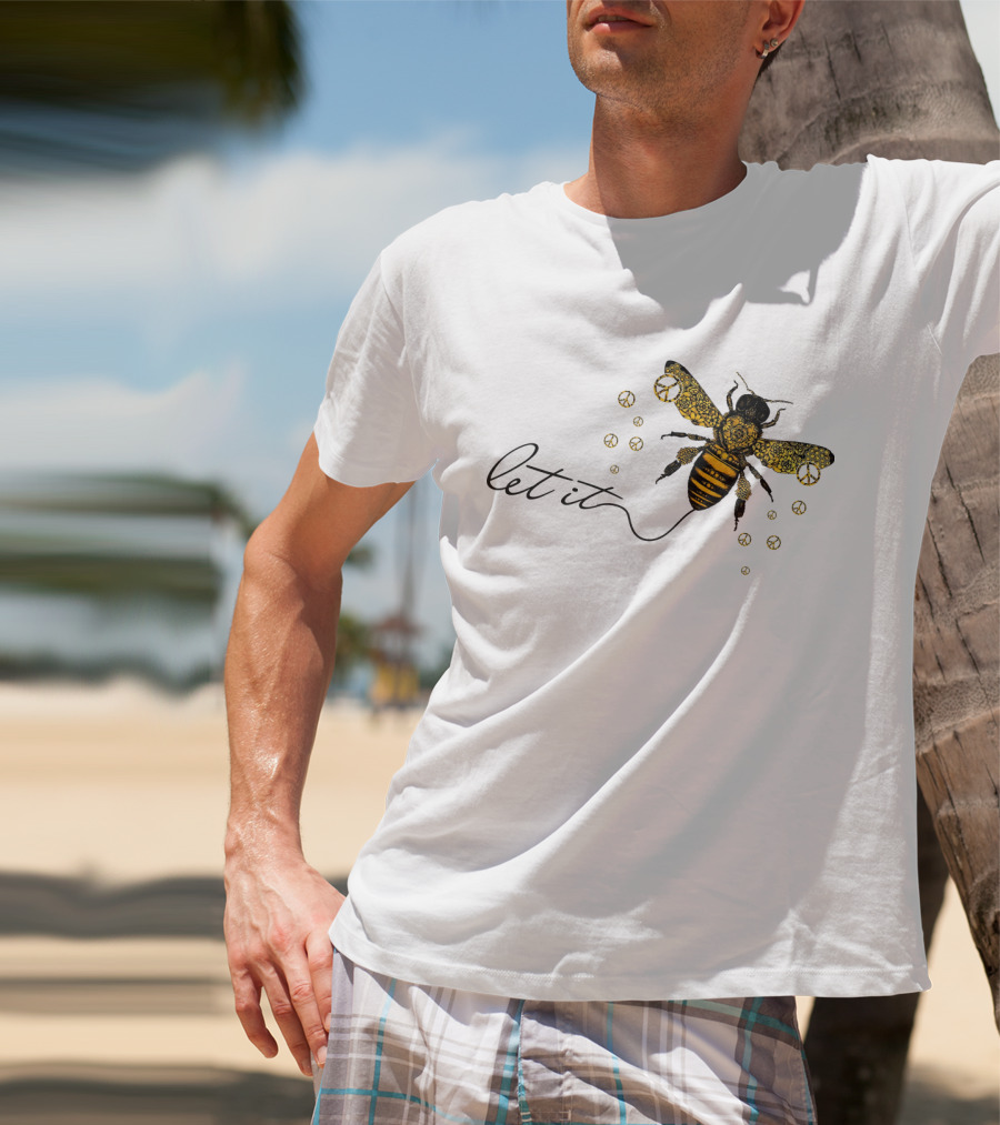 Let It Bee With Peace Signs And Honey Bee T-Shirt