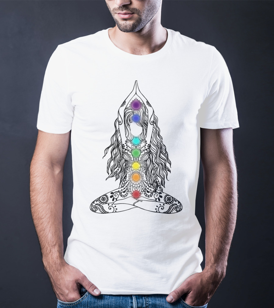 Yoga Chakra Meditation Mandala Colorful Pose T-Shirt