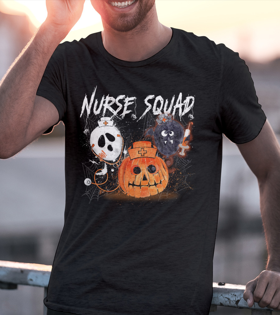 Nurse Squad Halloween Pumpkin Ghost Bat Vampire T-Shirt