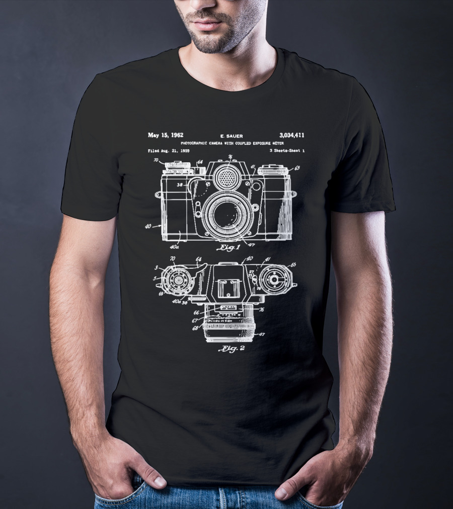 Photography Photographic Camera Patent May 15 1962 E Sauer T-Shirt