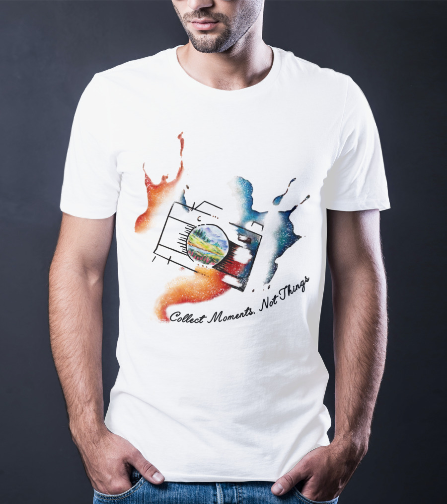 Collect Moments Not Things Camera Nature Landscape Watercolor Splash T-Shirt
