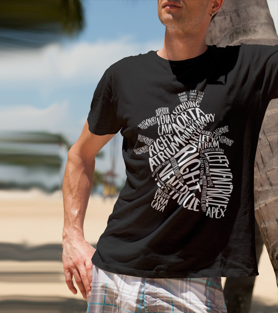 Nurse Heart Right Atrium Aorta Pulmonary Artery Left Ventricle Typography T-Shirt