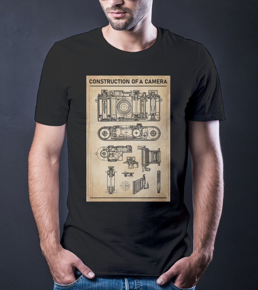 Construction Of A Camera Blueprint Diagram T-Shirt