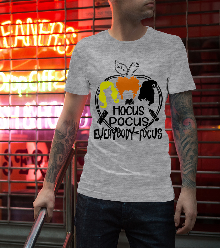 Hocus Pocus Everybody Focus Apple Hair Silhouettes Book Pencil Ruler T-Shirt