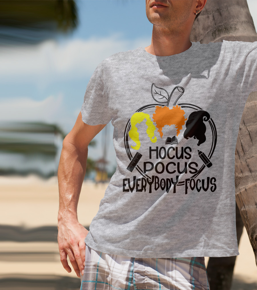Hocus Pocus Everybody Focus Apple Hair Silhouettes Book Pencil Ruler T-Shirt