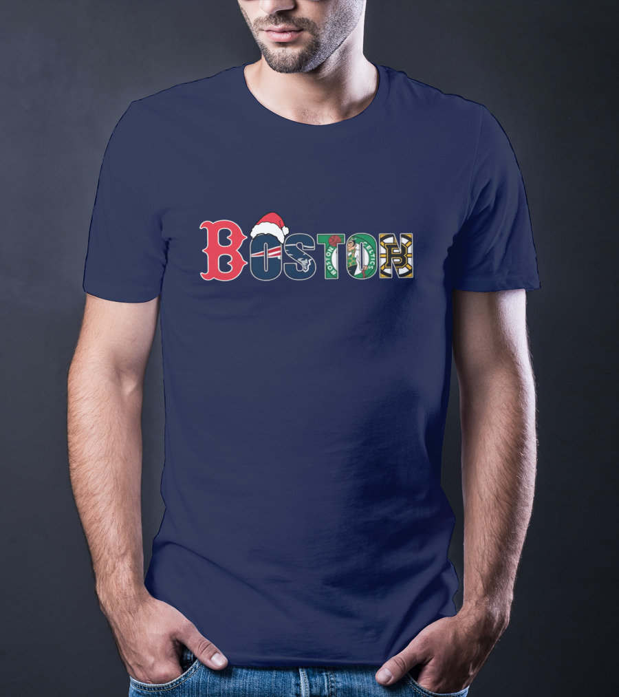 Boston Red Sox Patriots Celtics Bruins Christmas T-Shirt