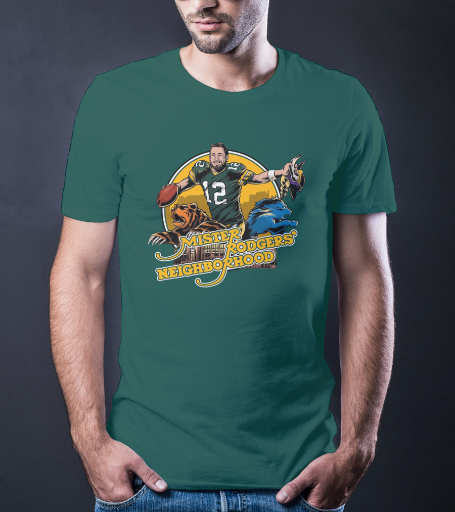 Mister Rodgers Neighborhood Go Pack Football Lions And Bears T-Shirt