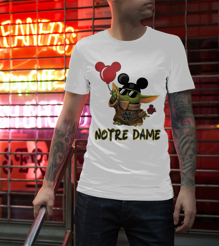 Notre Dame Baby Yoda Mickey Balloons T-Shirt