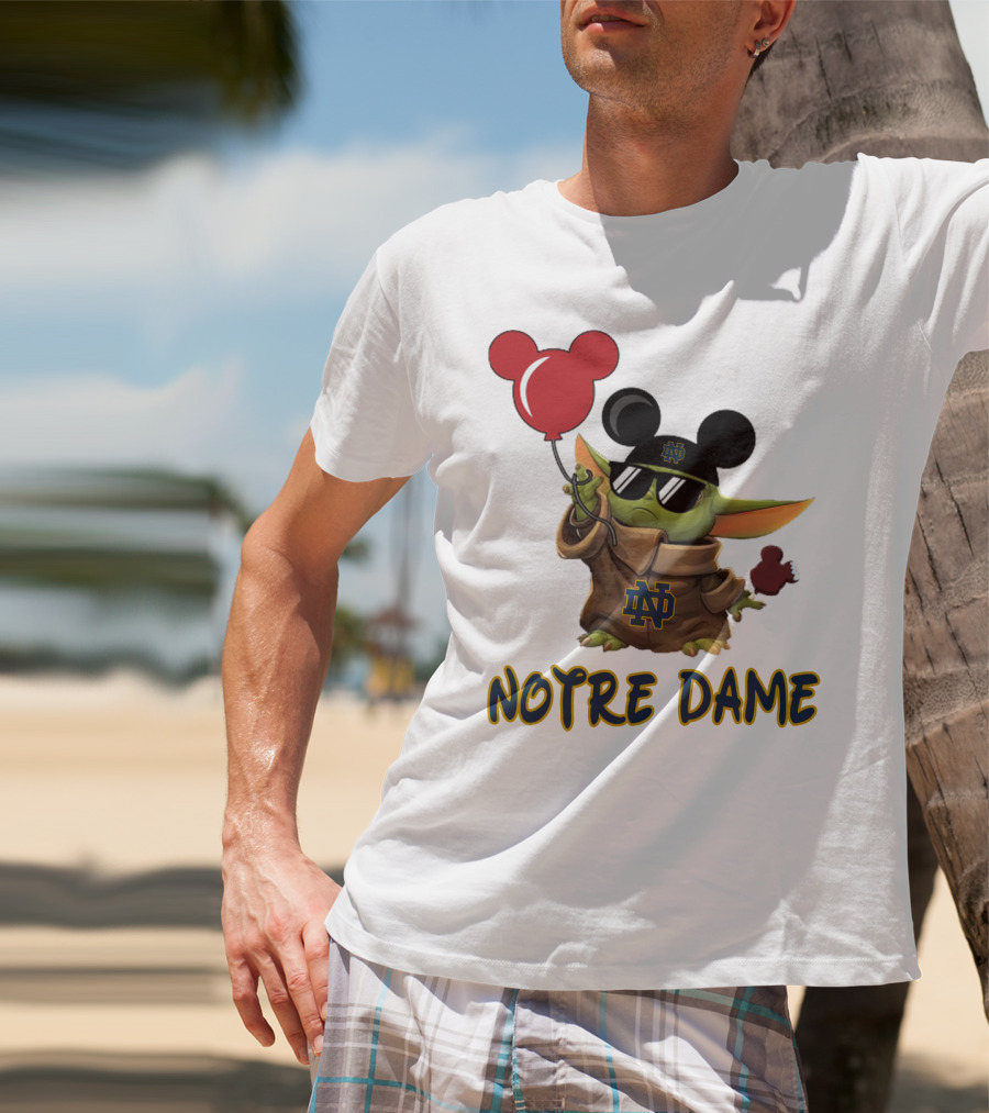 Notre Dame Baby Yoda Mickey Balloons T-Shirt