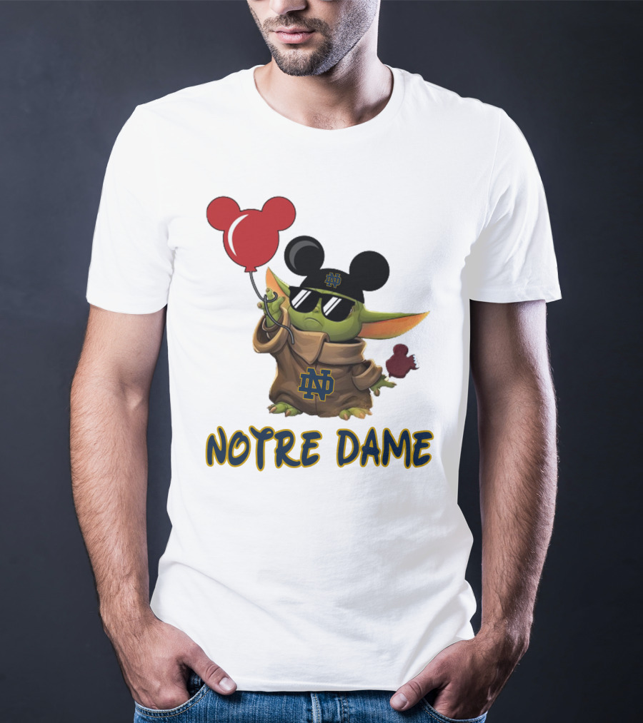 Notre Dame Baby Yoda Mickey Balloons T-Shirt