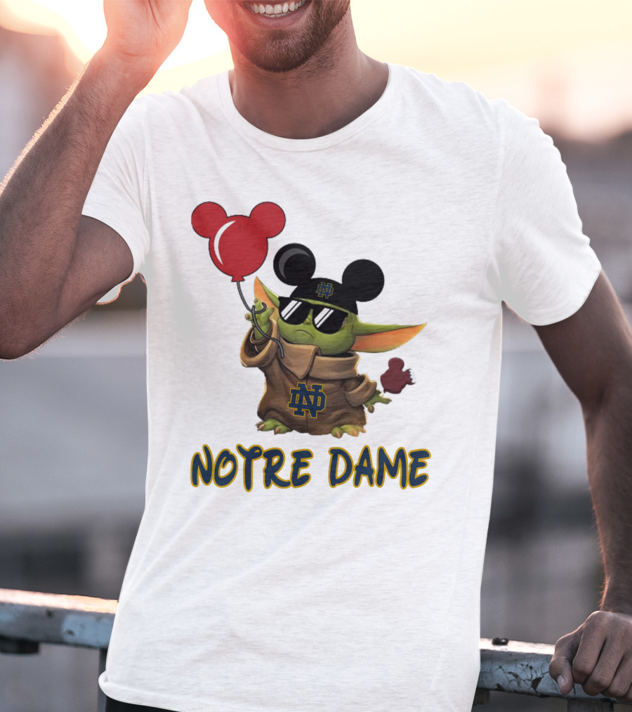 Notre Dame Baby Yoda Mickey Balloons T-Shirt