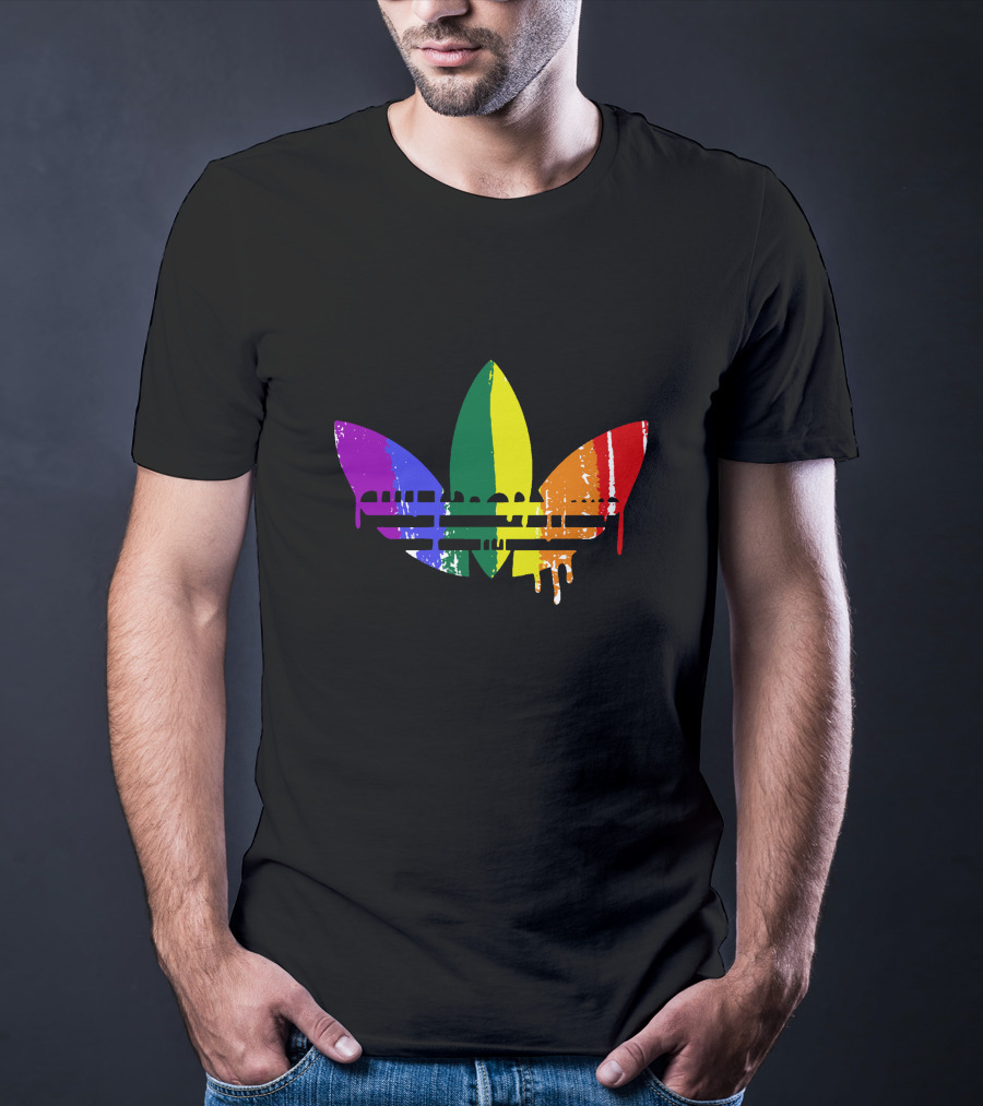 Rainbow Trefoil Dripping Paint New Fashion T-Shirt