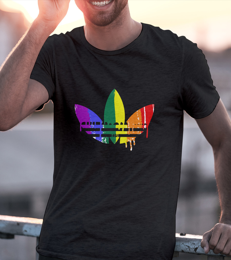 Rainbow Trefoil Dripping Paint New Fashion T-Shirt