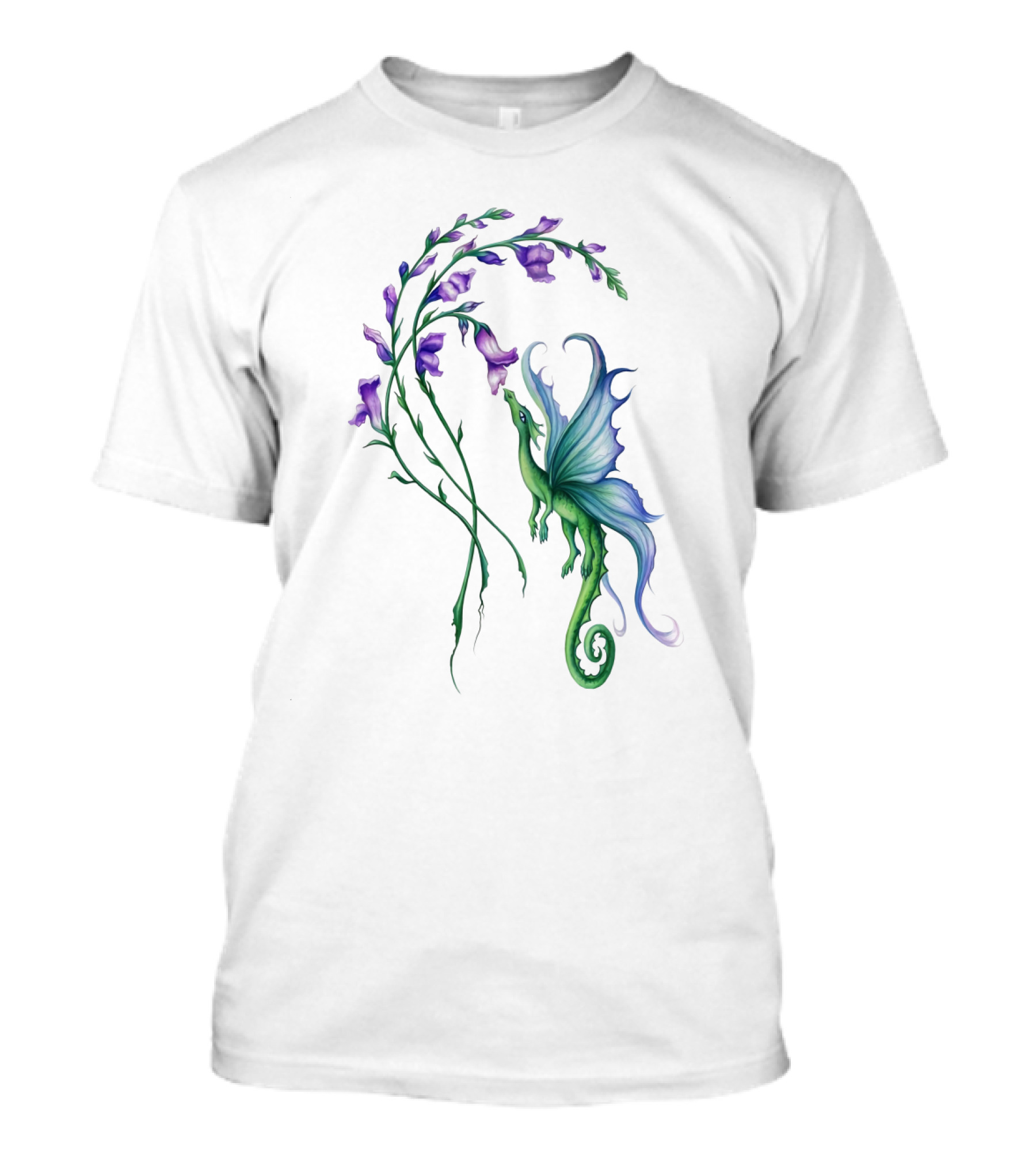 FLYING DRAGON AND PURPLE FLOWERS T-Shirt