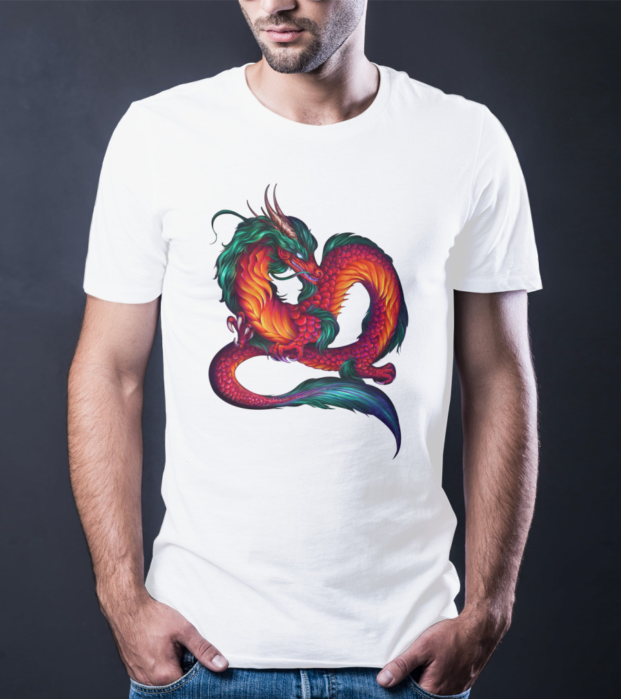DRAGON ART AAA Kaleidoscope Colors Coiled Majesty T-Shirt