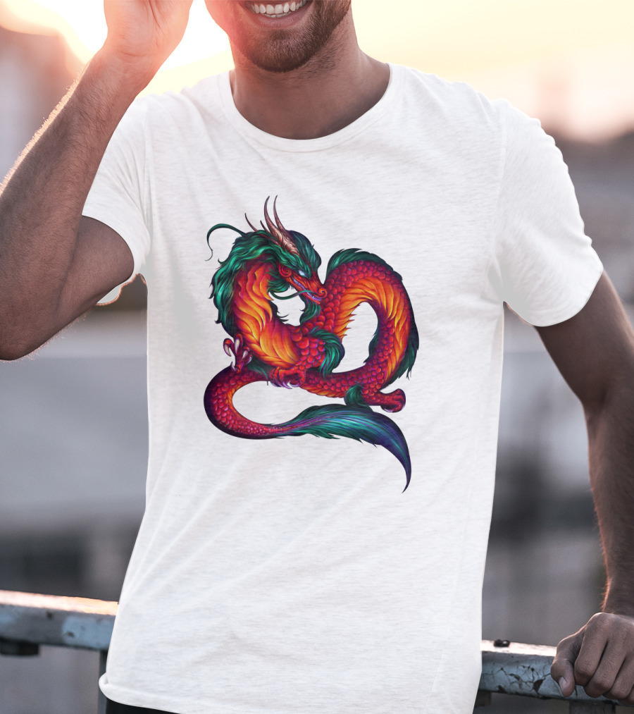 DRAGON ART AAA Kaleidoscope Colors Coiled Majesty T-Shirt