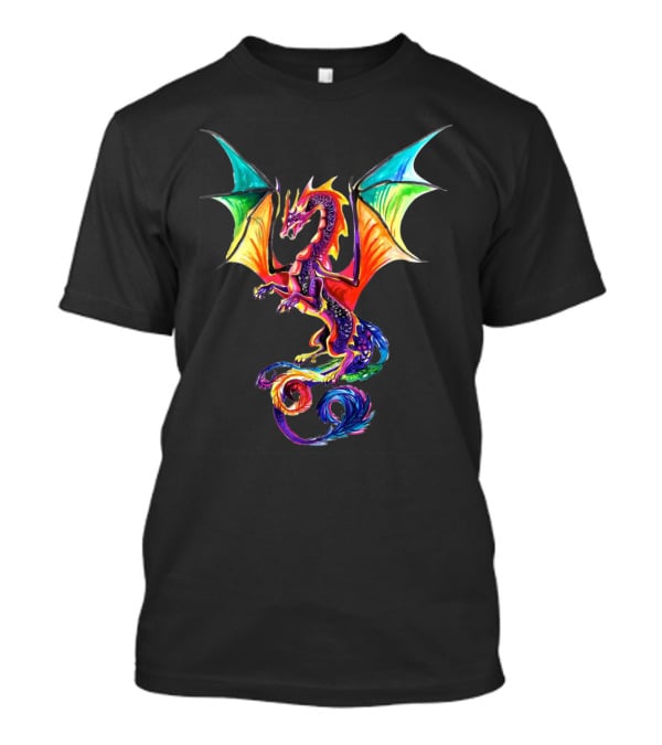 COLORFUL RAINBOW DRAGON MULTICOLORED WINGS T-Shirt