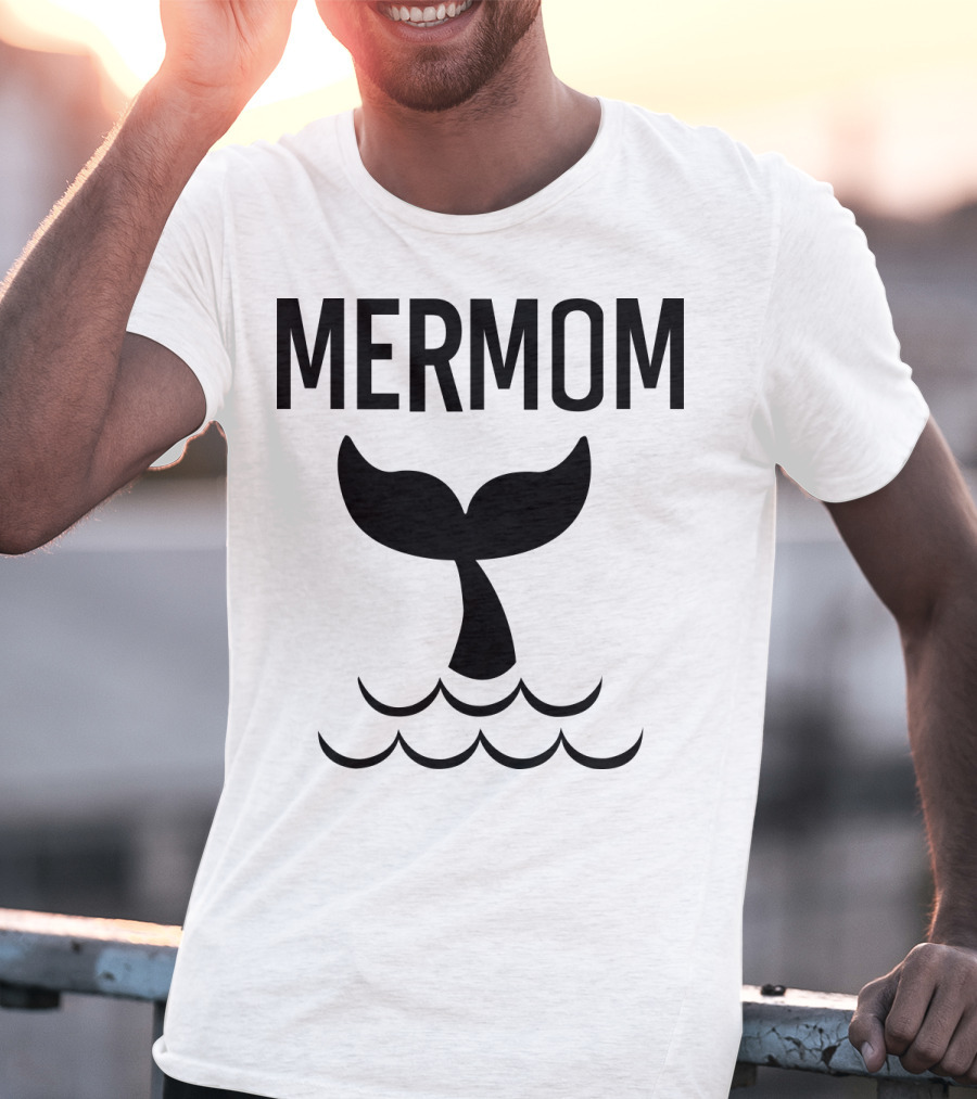 Mermom Whale Tail Ocean Waves T-Shirt