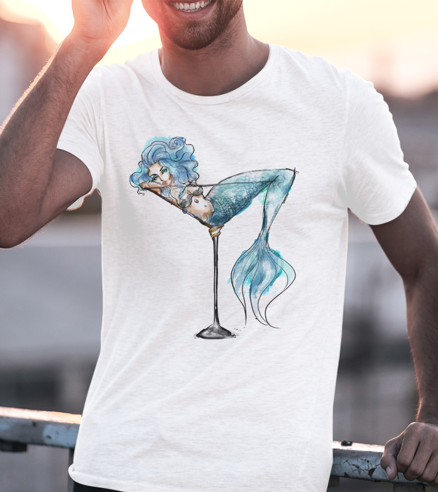 Mermaid Relaxing IN Cocktail Glass T-Shirt