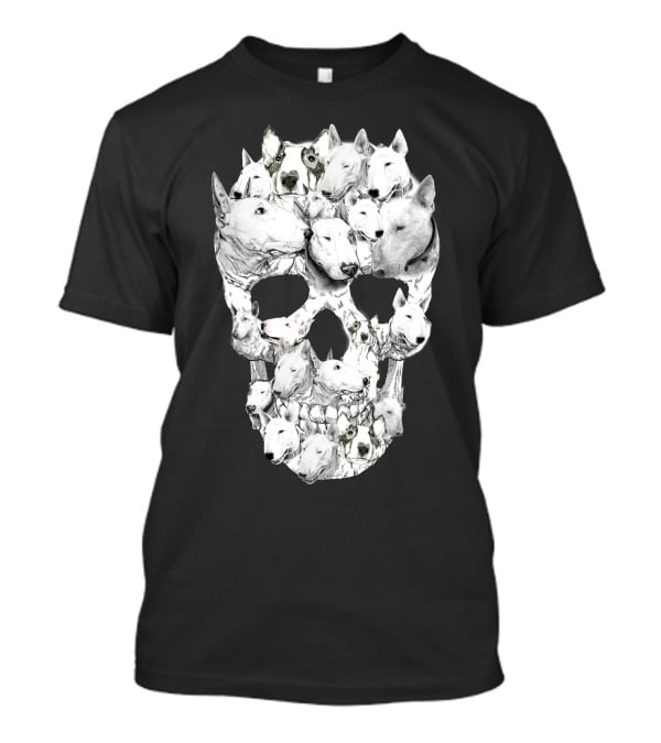Bull Terrier Faces Forming A Skull T-Shirt