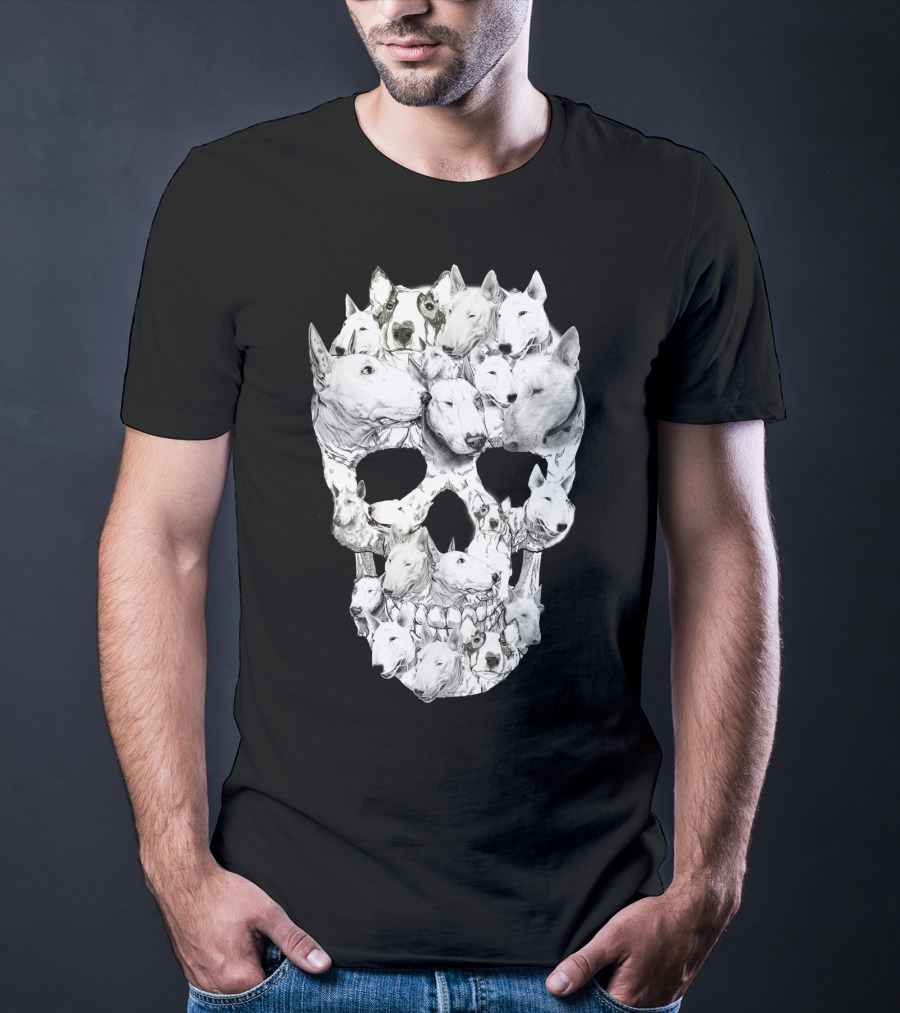 Bull Terrier Faces Forming A Skull T-Shirt