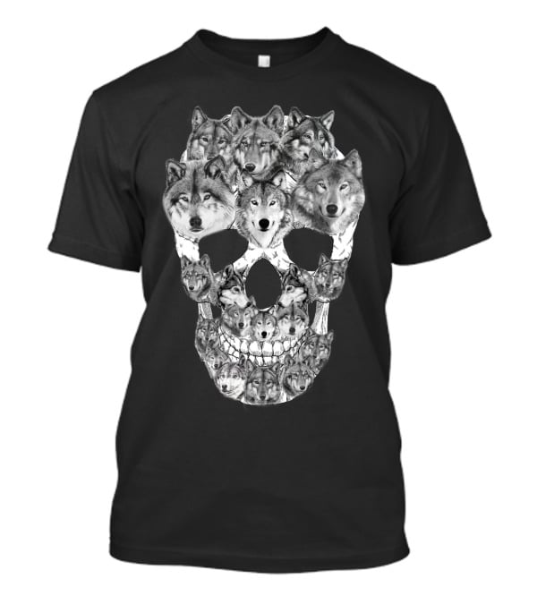 Wolf Skull Faces In Skull Formation T-Shirt
