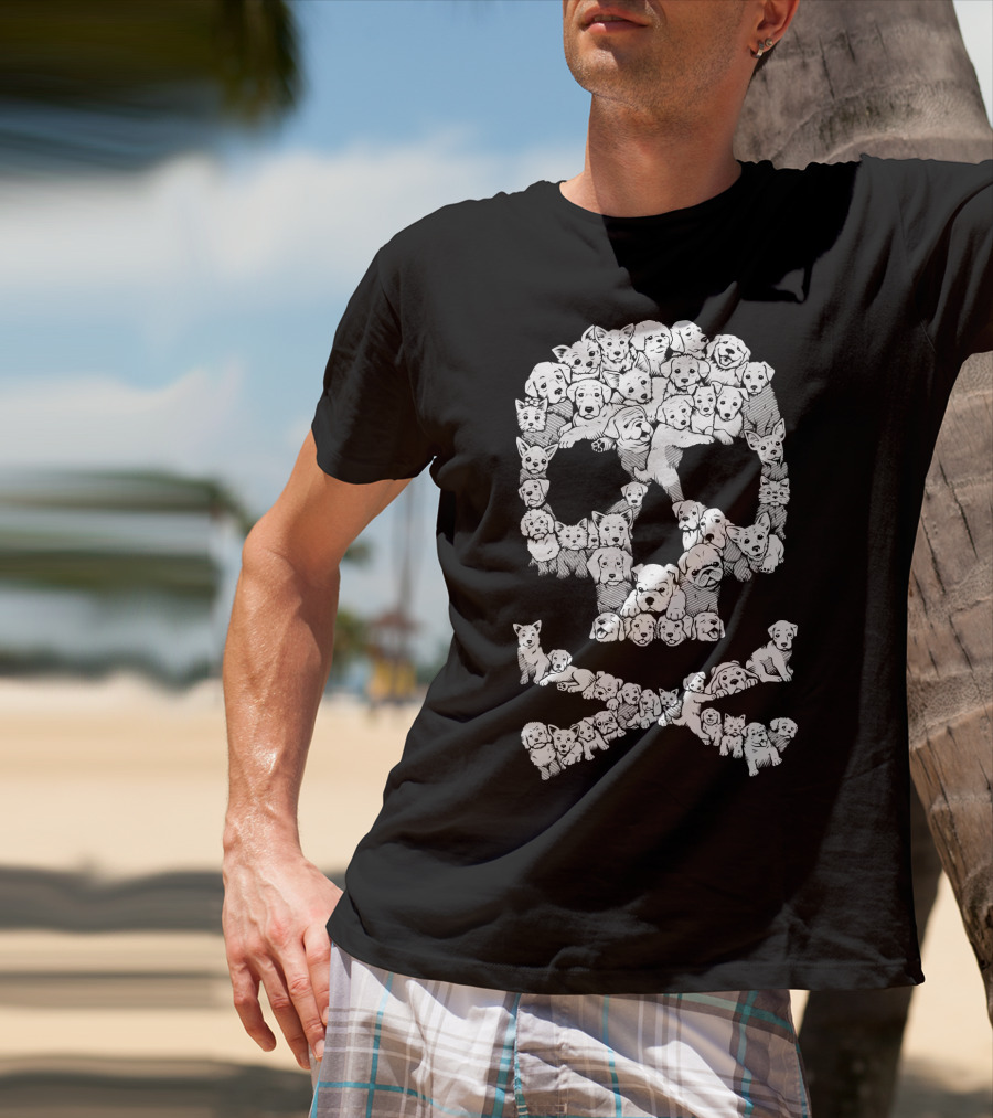 Skull Made Of Playful Puppies And Dogs T-Shirt
