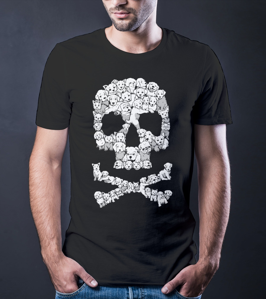 Skull Made Of Playful Puppies And Dogs T-Shirt