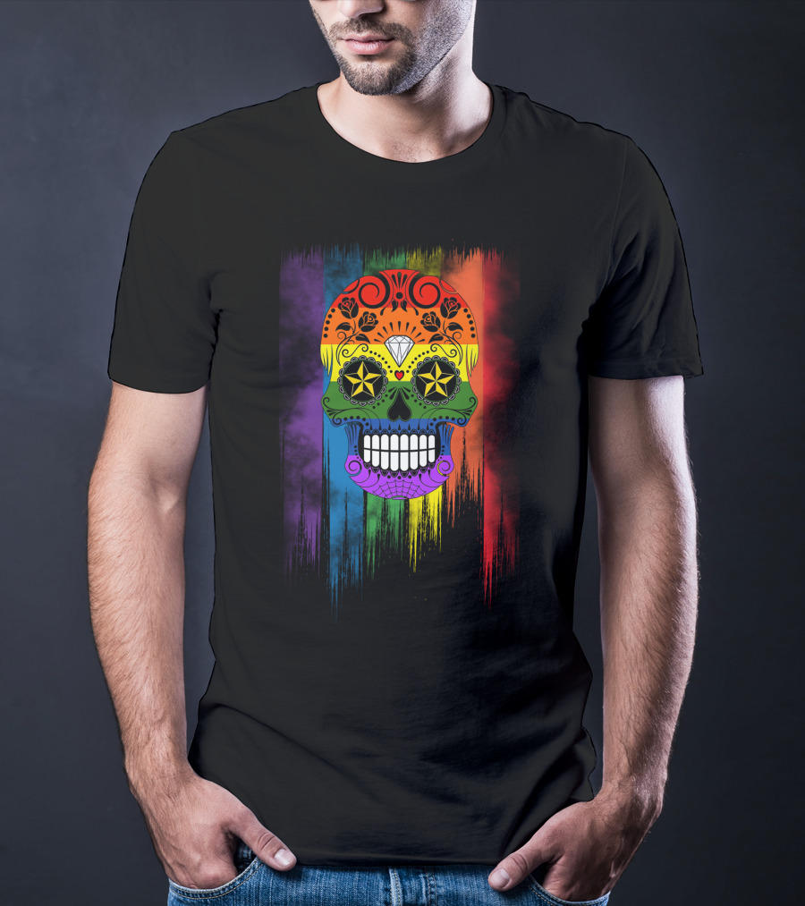 Skull Star Diamond Rainbow Sugar Skull T-Shirt