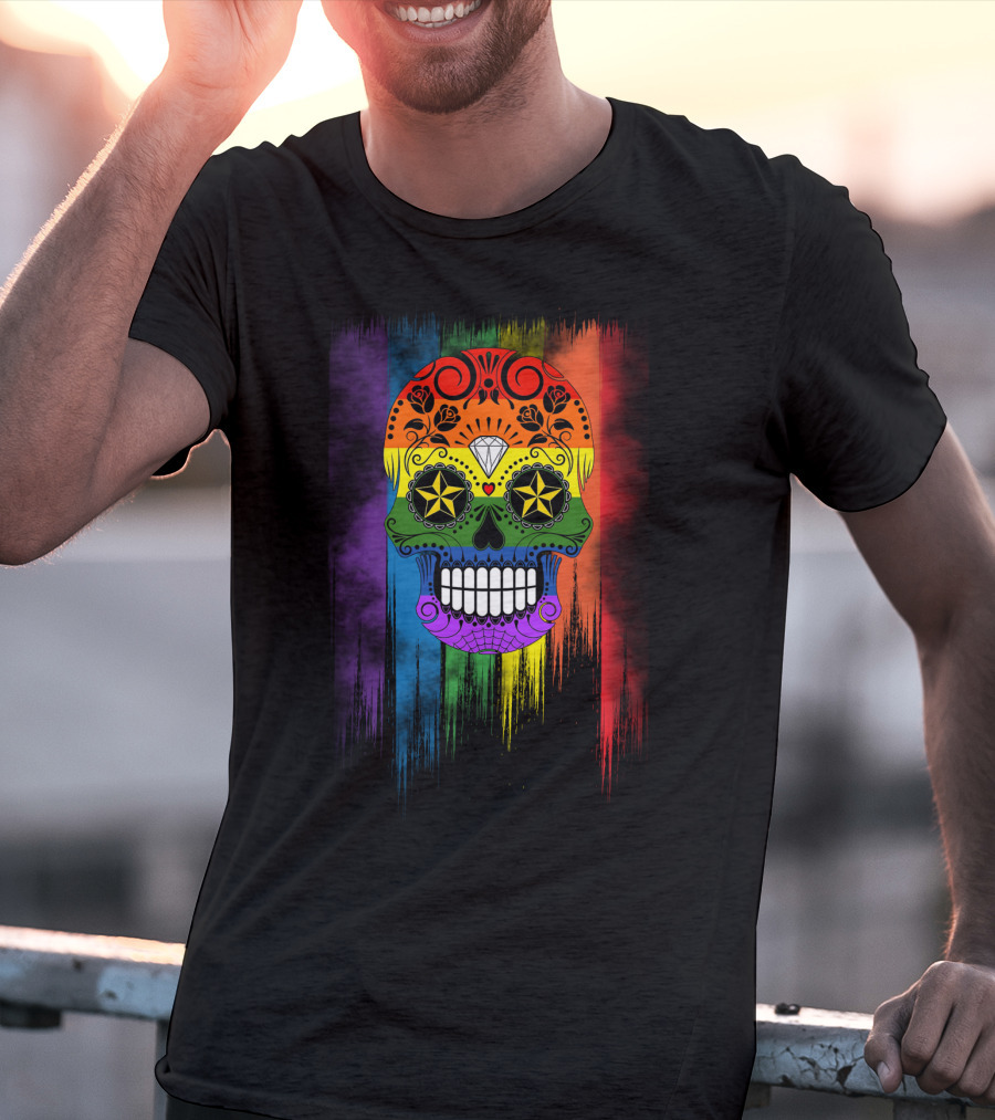 Skull Star Diamond Rainbow Sugar Skull T-Shirt
