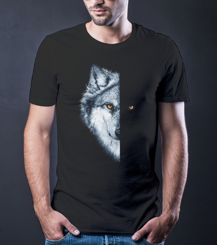 Wolf 2 Faces Half Hidden Dual Glare T-Shirt