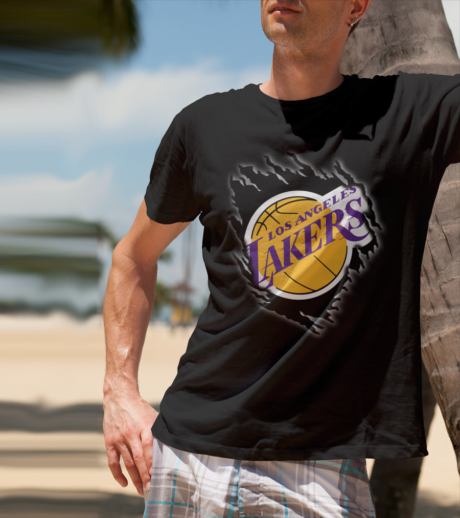 Los Angeles Lakers Basketball Emblem With Distressed T-Shirt